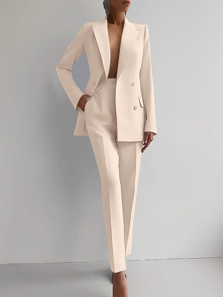 Eleganter Zweiteiler Damen Blazer mit Einknopfverschluss und Gerade Hose für Business und Freizeit