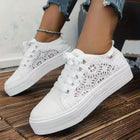 Willemina - Damen Sneaker mit Spitzenmuster und Schnürung