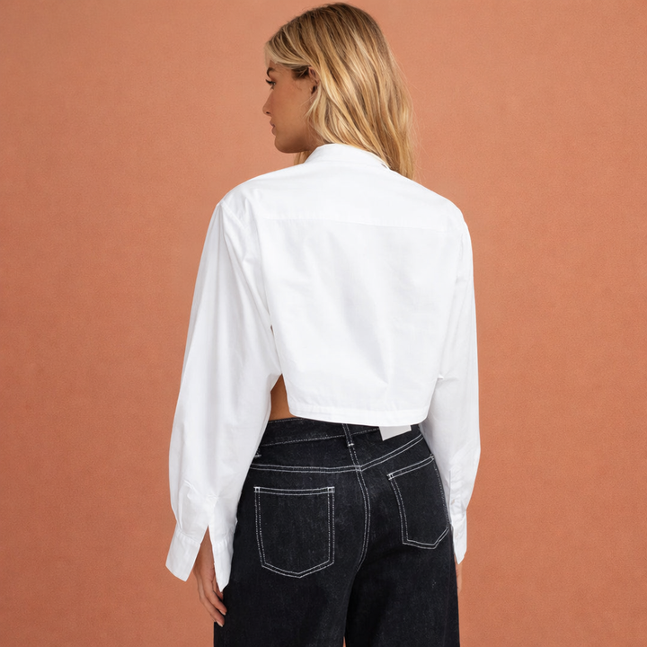 Cropped Bluse mit Kragen und modernem Schnitt für Damen | Milou