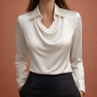 Satinbluse mit drapierendem Kragen für Damen | Elina
