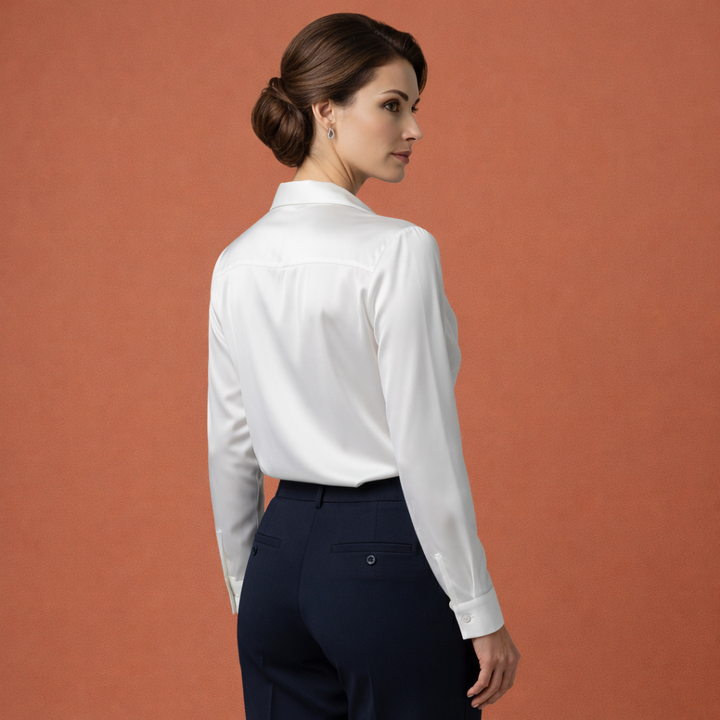 Satinbluse mit drapierendem Kragen für Damen | Elina