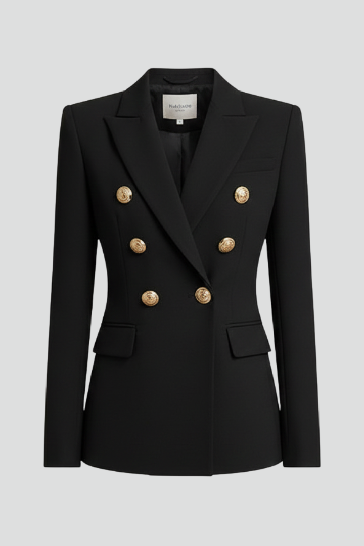 Rebecca | Damen-Doppelreiher-Blazer mit goldfarbenen Knopfdetails