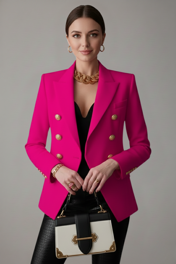 Rebecca | Damen-Doppelreiher-Blazer mit goldfarbenen Knopfdetails