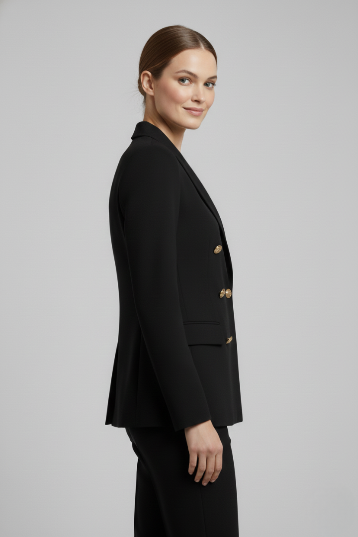 Rebecca | Damen-Doppelreiher-Blazer mit goldfarbenen Knopfdetails