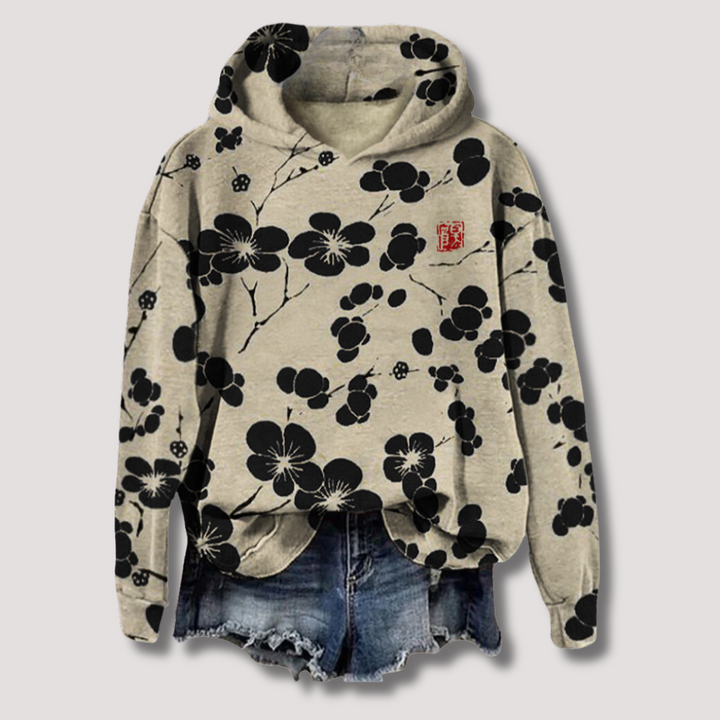 Damen Oversized Hoodie Sweatshirt mit Floralprint