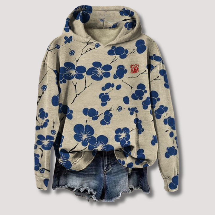Damen Oversized Hoodie Sweatshirt mit Floralprint