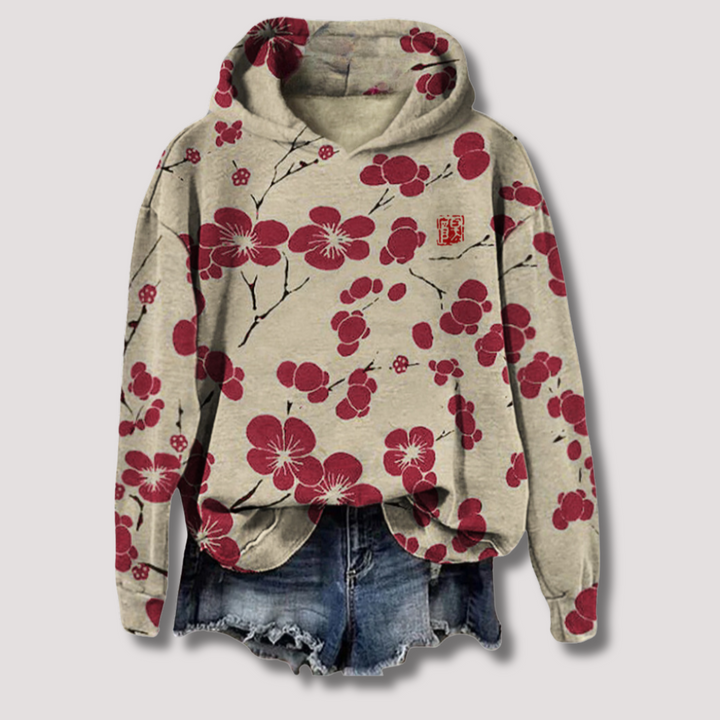 Damen Oversized Hoodie Sweatshirt mit Floralprint