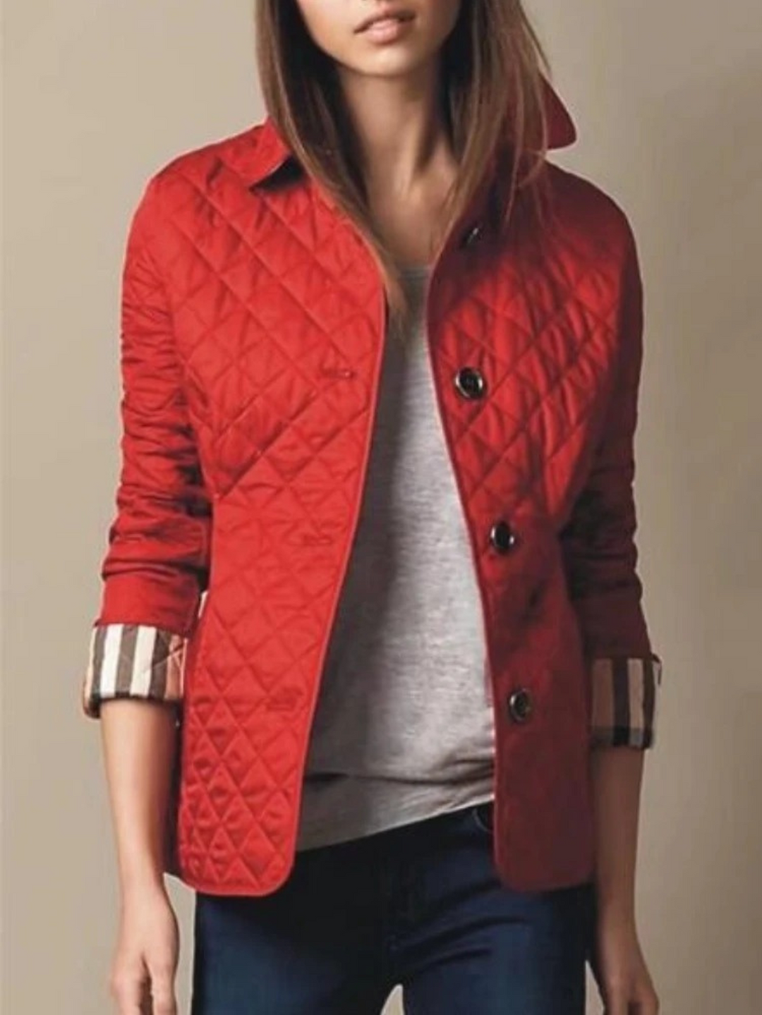 Damen Jacke mit diamantgequiltetem Umlegekragen