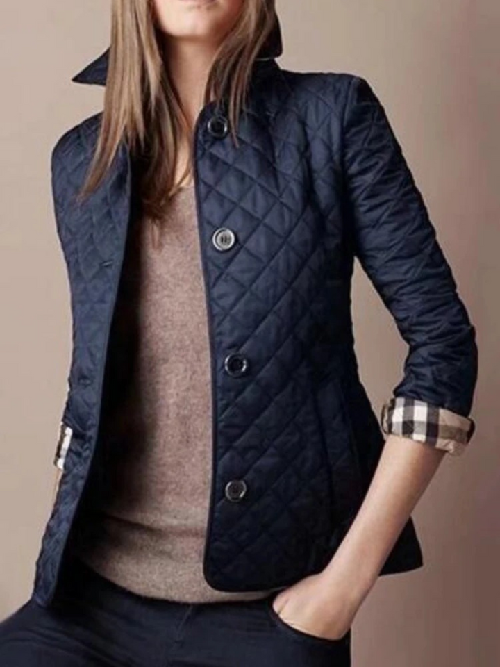 Damen Jacke mit diamantgequiltetem Umlegekragen