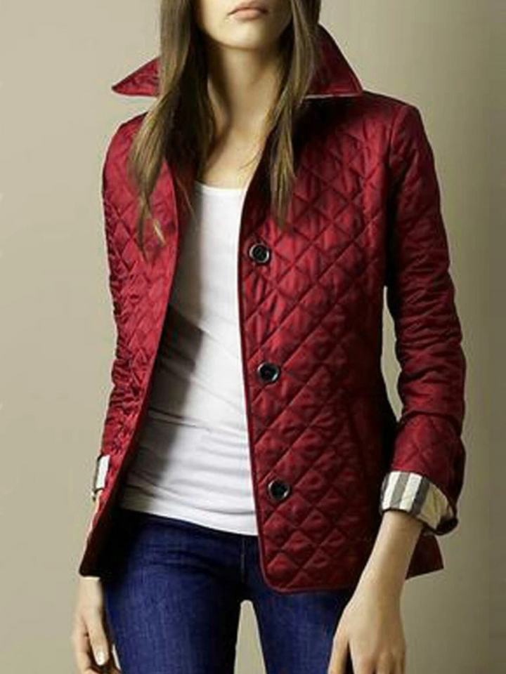 Damen Jacke mit diamantgequiltetem Umlegekragen