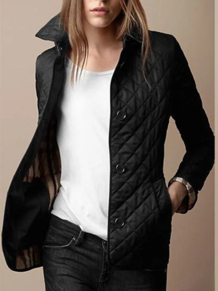 Damen Jacke mit diamantgequiltetem Umlegekragen