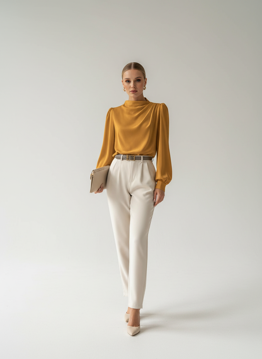 Elegante Damenbluse mit hohem Kragen - Hera