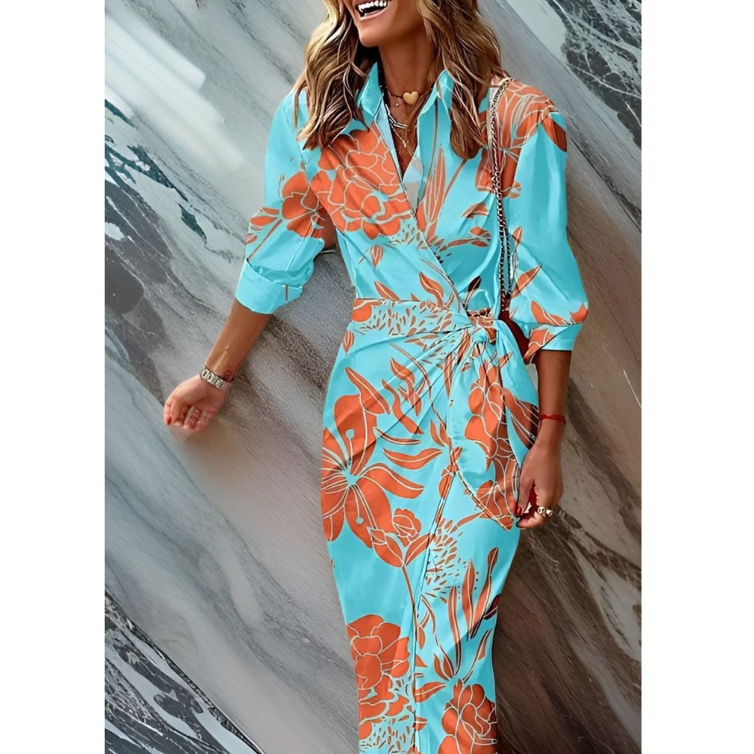 Damen Elegantes Wickelkleid