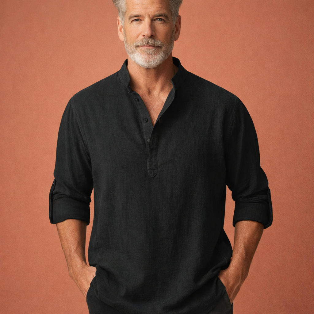 Lässiges Herren Henley-Shirt mit Knopfleiste für Herren | Tijn