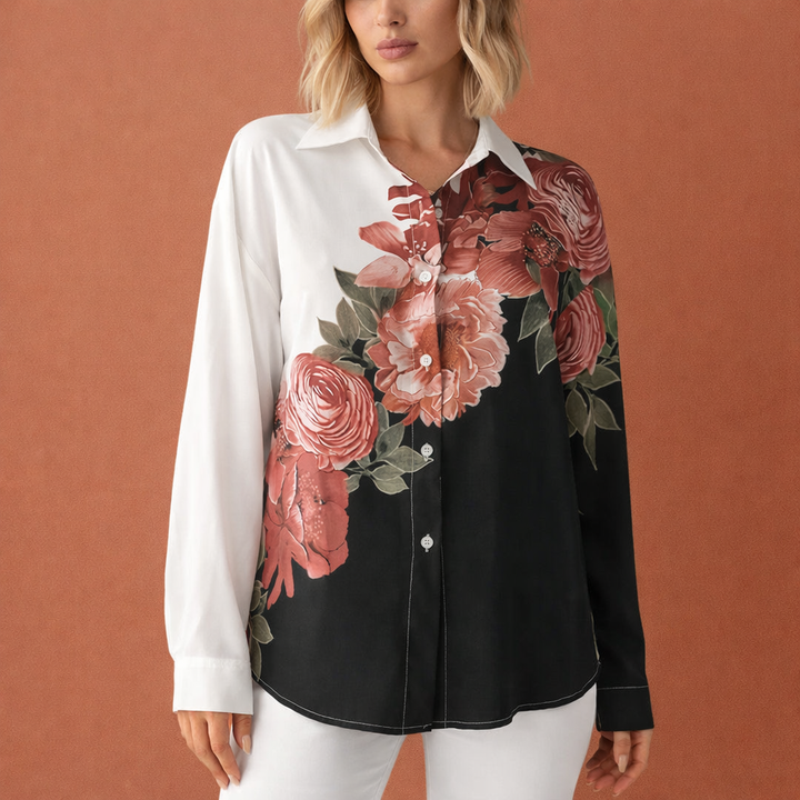 Elegante Damenbluse mit Blumenprint und Knopfverschluss | Carlijn