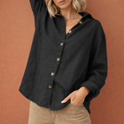Leinenlook-Bluse mit Knopfverschluss für Damen | Esmée