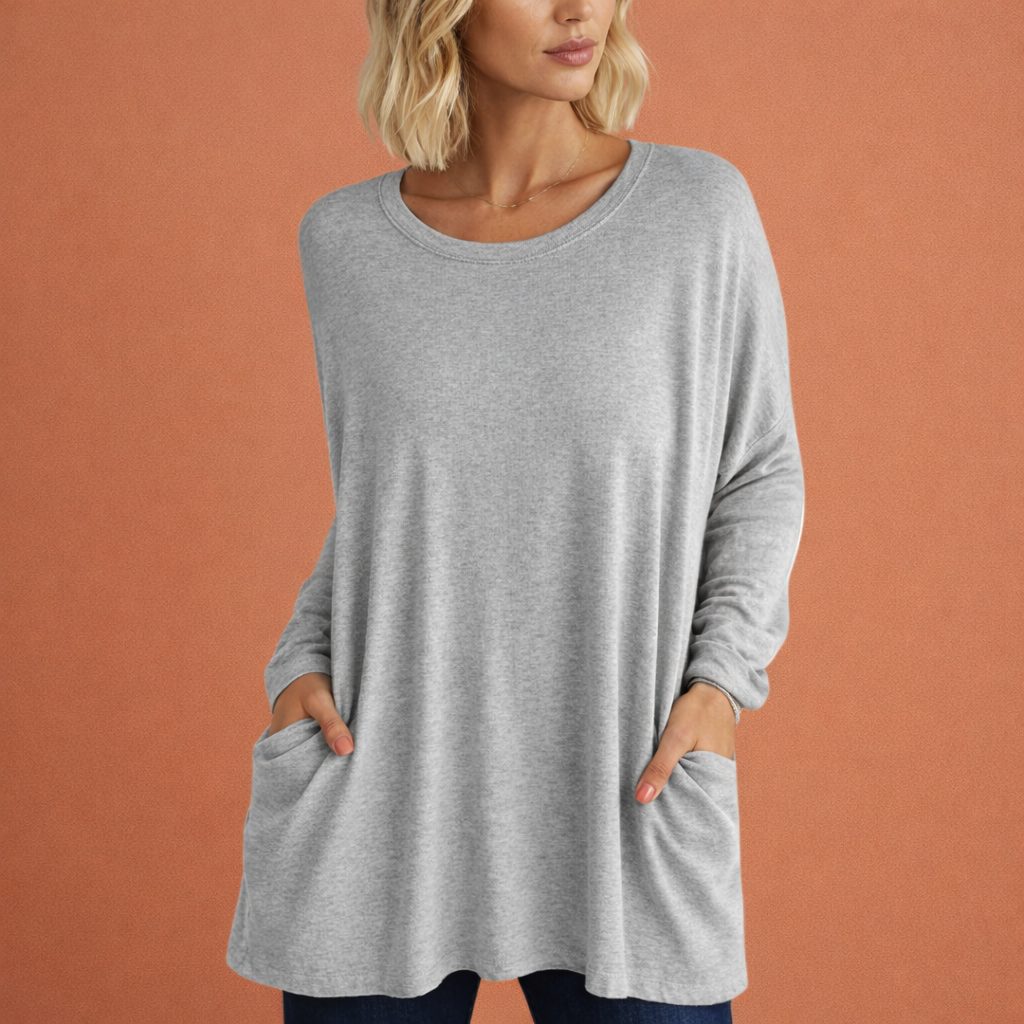 Oversized Tunika mit Taschen für Damen – bequeme lässige lange Bluse | Lieke