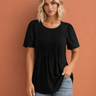 Damen Sommer Top mit Rundhalsausschnitt und Faltendetails | Marlijn