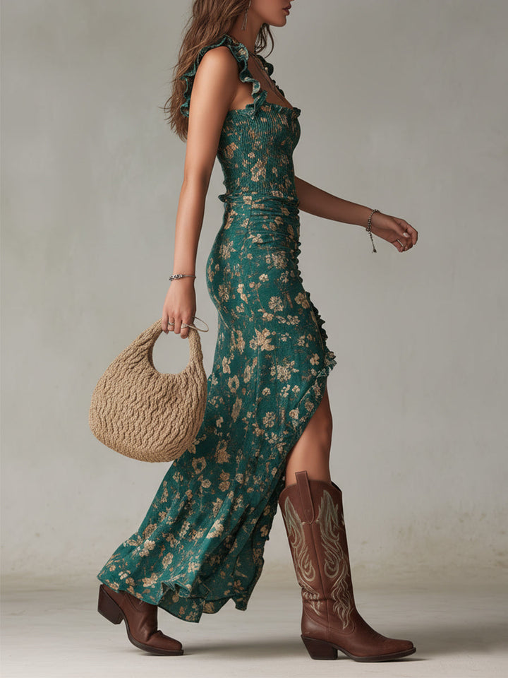 Bonnie | Florales Maxikleid mit Rüschenärmeln