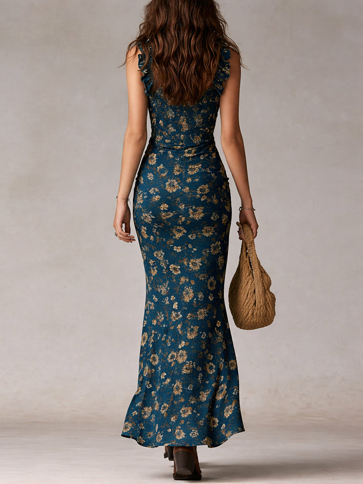 Bonnie | Florales Maxikleid mit Rüschenärmeln