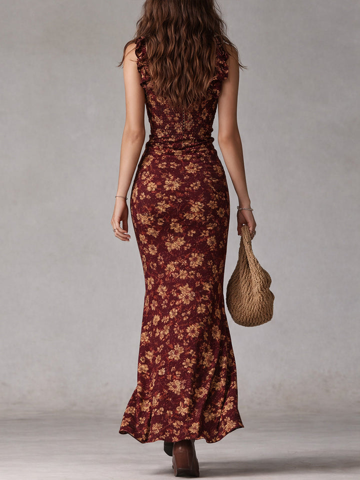 Bonnie | Florales Maxikleid mit Rüschenärmeln