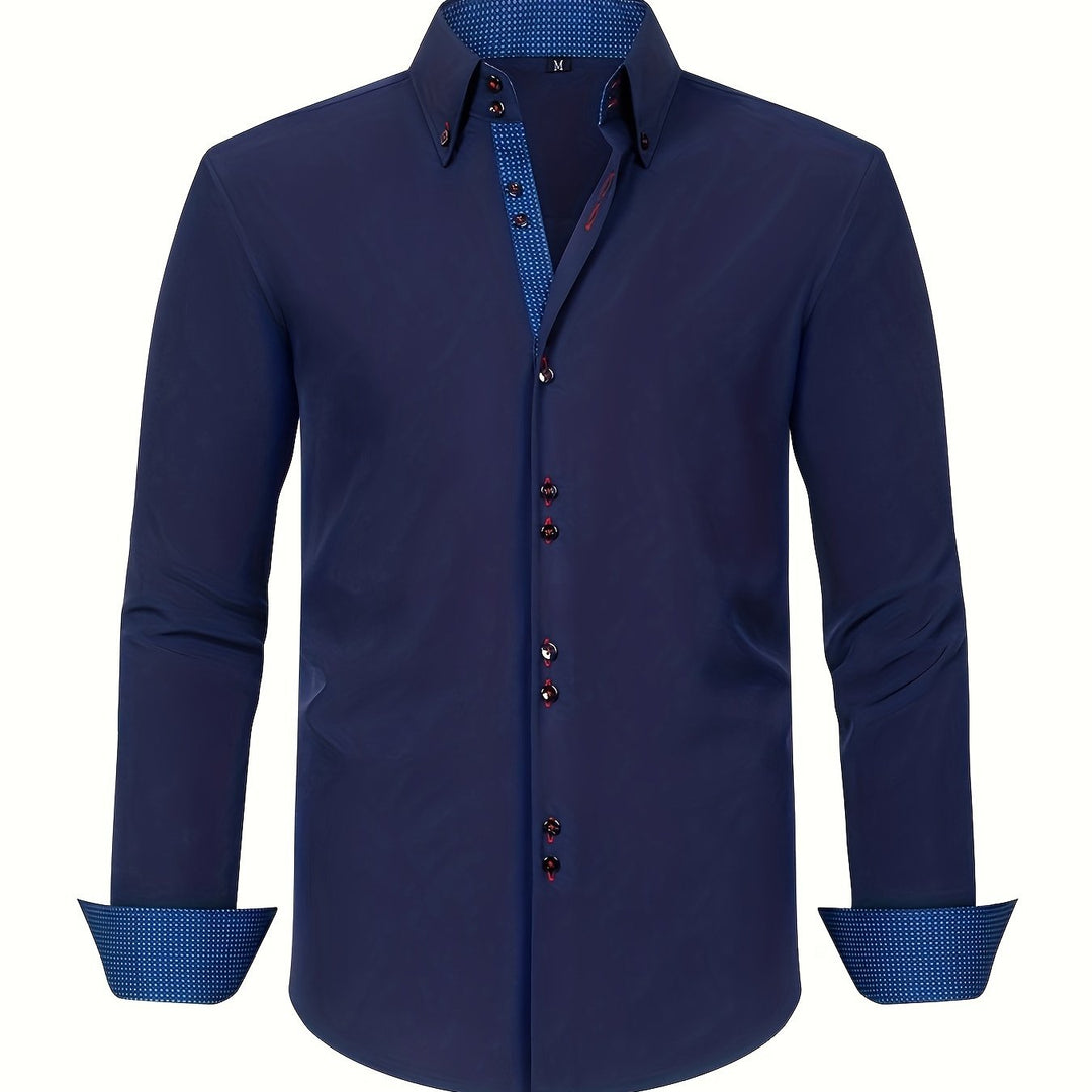 ALBERTO | ELEGANTE LEICHTE HEMD MIT KONTRASTDETAILS