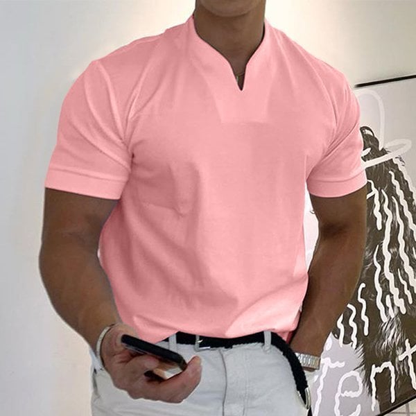 Herren Stehkragen Kurzarm Poloshirt