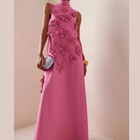 Abendkleid Rosa mit floralen Details – Elegantes Maxi-Kleid Lang
