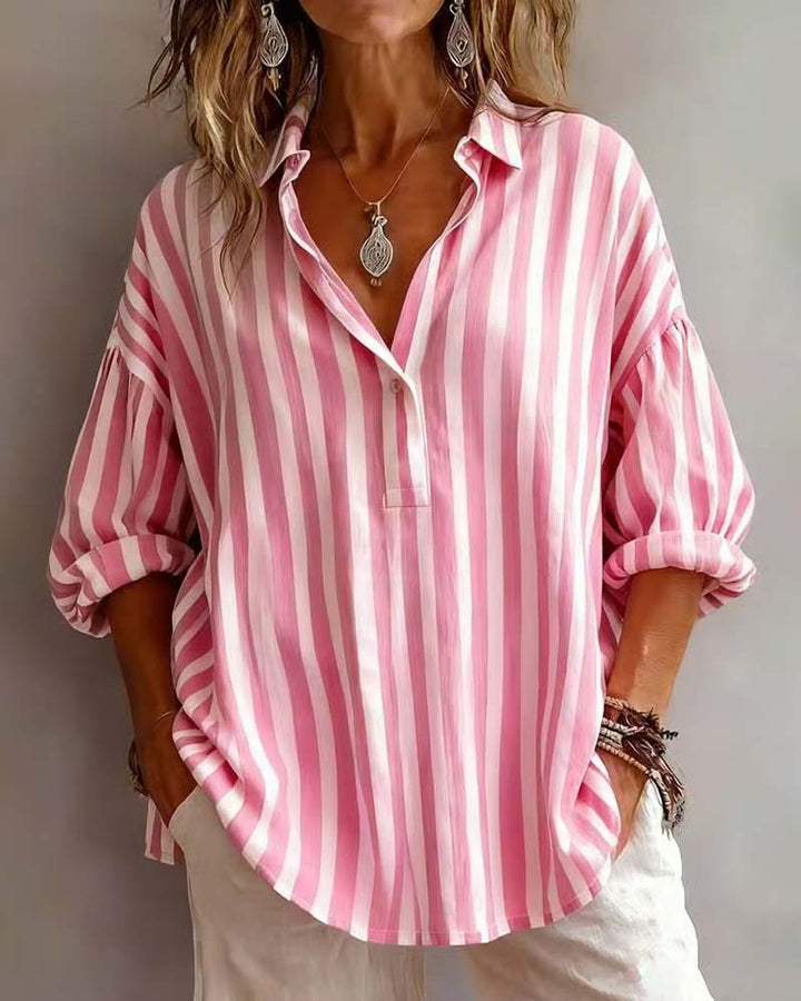 JESSY - Lockere gestreifte Bluse mit Kragen