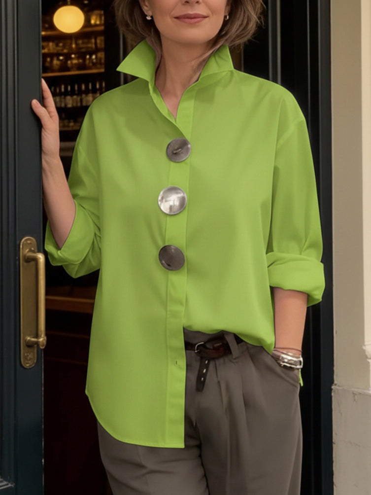 Betty - Damen Oversized Hemd mit Knopfleiste und Kentkragen
