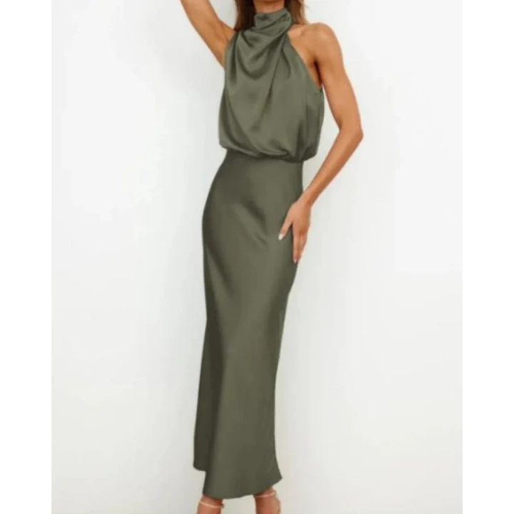 Alina | Damen Halter Abendkleid Midi