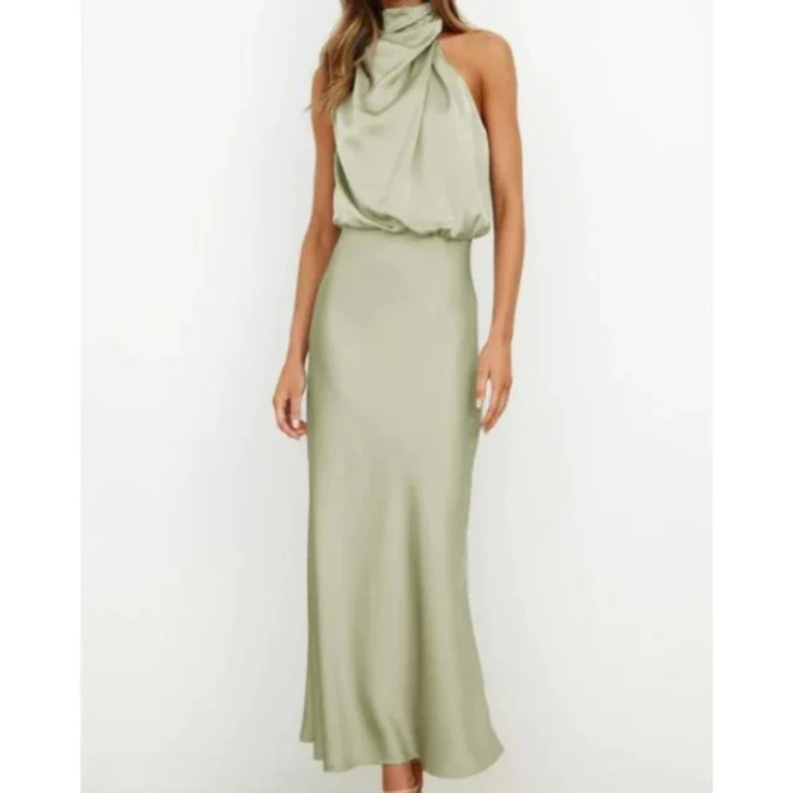 Alina | Damen Halter Abendkleid Midi