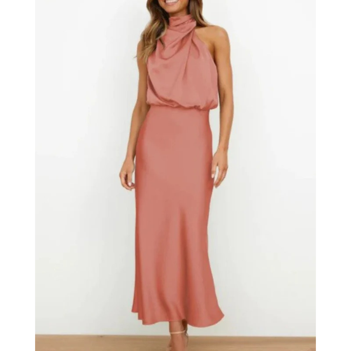 Alina | Damen Halter Abendkleid Midi