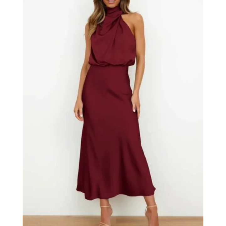 Alina | Damen Halter Abendkleid Midi