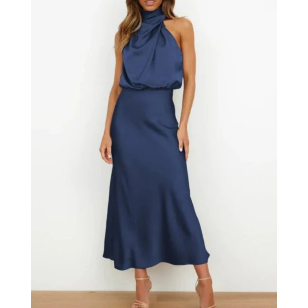 Alina | Damen Halter Abendkleid Midi
