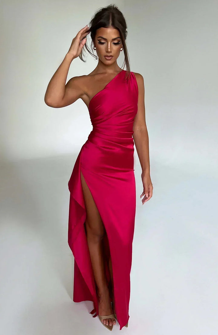 Jaida - Damen Abendkleid mit asymmetrischem Schnitt und Schlitz