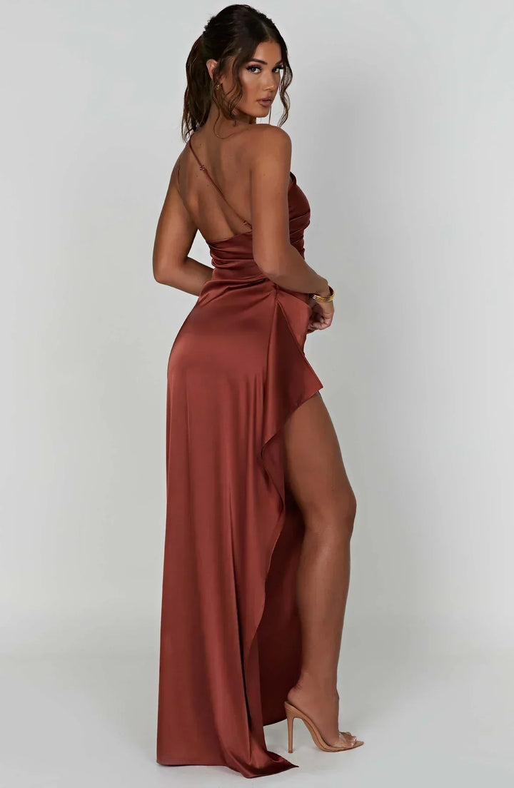 Jaida - Damen Abendkleid mit asymmetrischem Schnitt und Schlitz