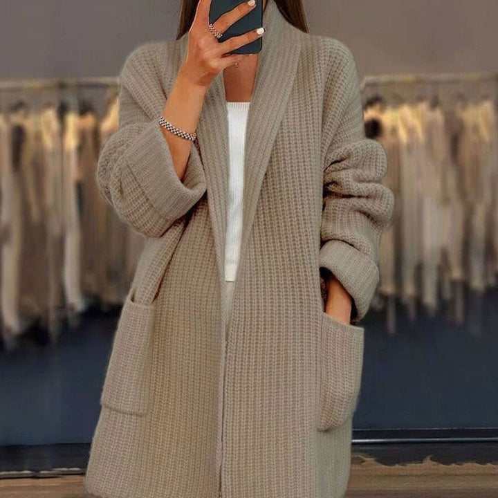 Avery | Gestreifter Strick-Langcardigan mit Taschen für Frauen