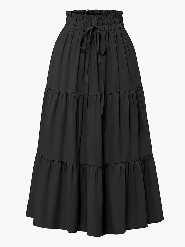 Damenrock mit Smockbund Eleganter Alltagsstil Midi Volantrock