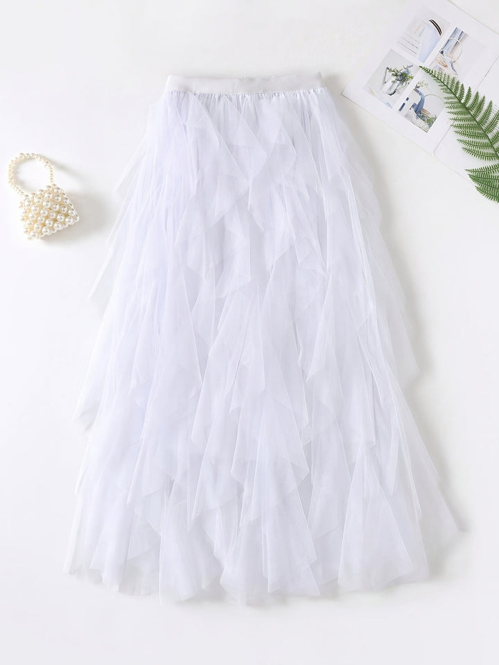Damenrock Elegante Mehrlagige Volant Romantisches Festkleid