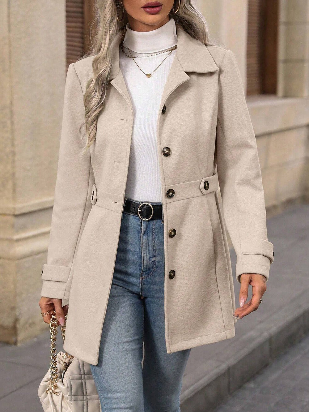 Herbst Damen Trenchcoat mit Taillengürtel für die Übergangszeit