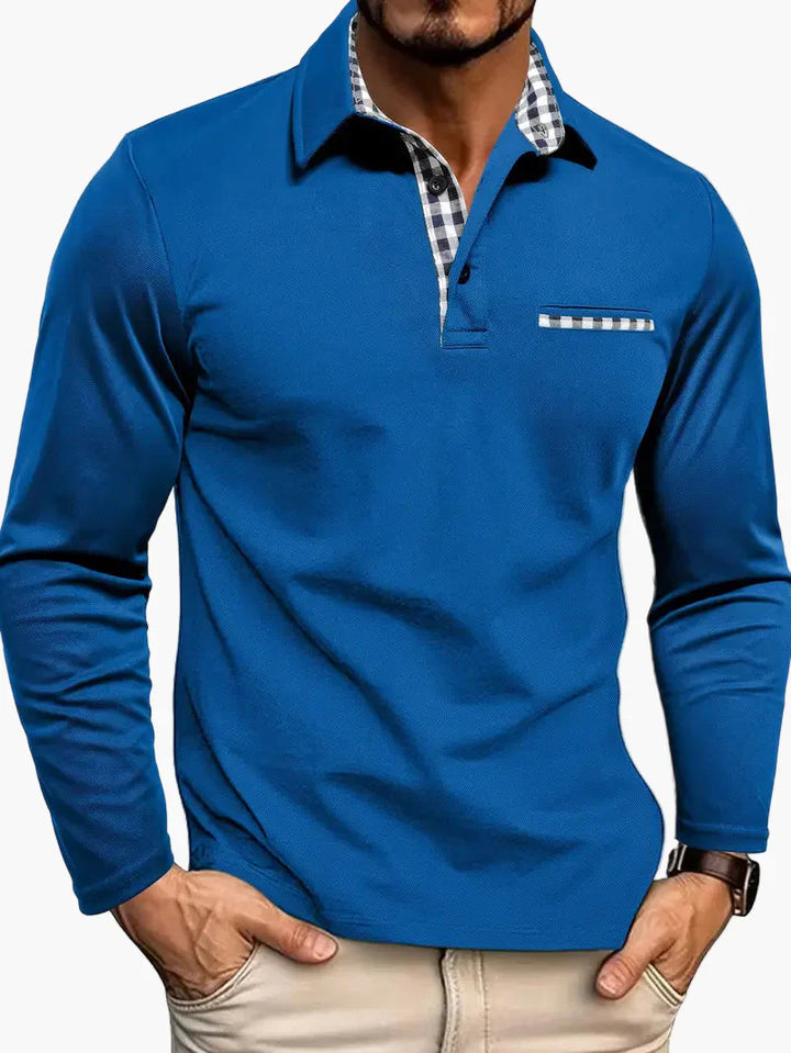Elegantes Herrenpolo mit langen Ärmeln, moderner Stil für Business und Freizeit