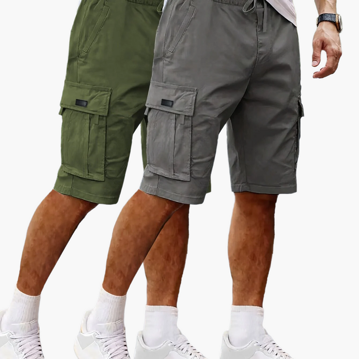 Herren-Cargoshorts im 2er-Pack mit Taschen, bequeme Passform