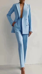Eleganter Zweiteiler Damen Blazer mit Einknopfverschluss und Gerade Hose für Business und Freizeit