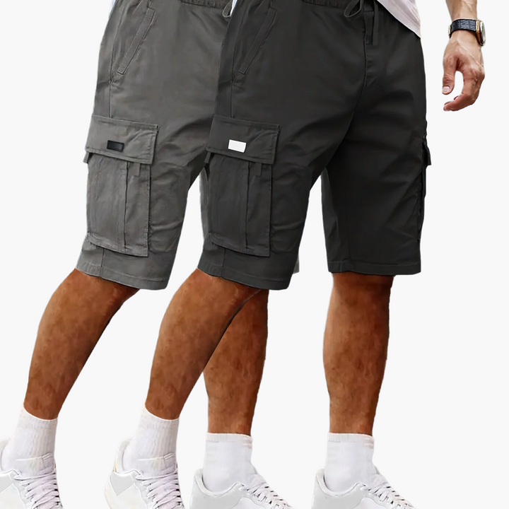 Herren-Cargoshorts im 2er-Pack mit Taschen, bequeme Passform