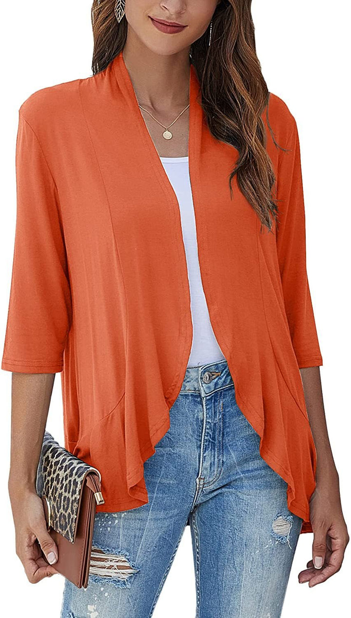 Bella | Damen Offener Front Drapierter Cardigan