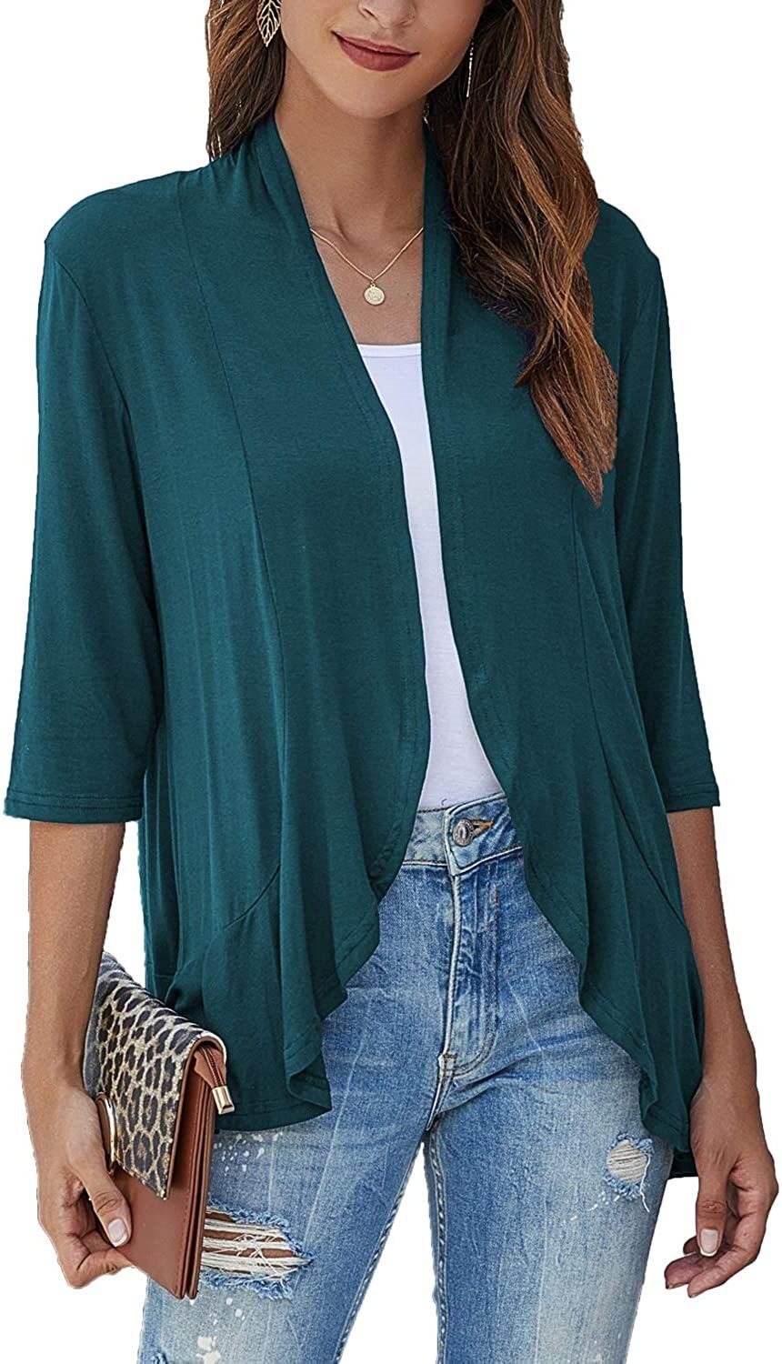 Bella | Damen Offener Front Drapierter Cardigan