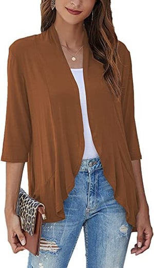 Bella | Damen Offener Front Drapierter Cardigan