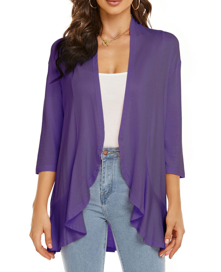 Bella | Damen Offener Front Drapierter Cardigan
