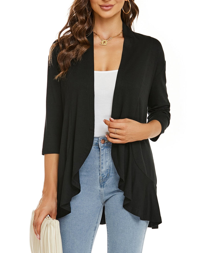 Bella | Damen Offener Front Drapierter Cardigan